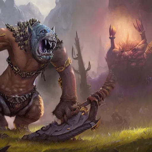 Image similar to a warcraft kobold, by greg rutkowski and samwise dedier, hyper realism, very detailed