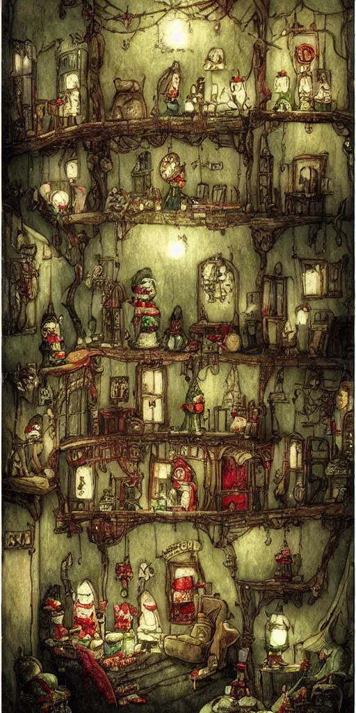 Image similar to an indoors christmas scene by alexander jansson