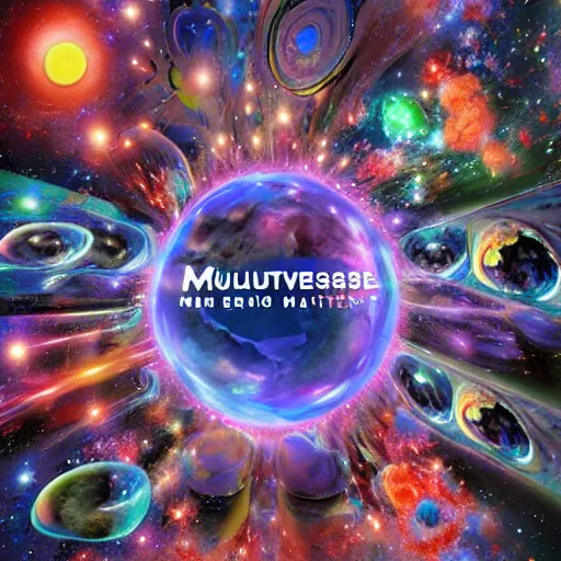 Prompt: the multiverse melting together into one universe