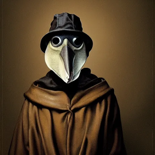 Prompt: A plague doctor front portrait by Norman Rockwell masterpiece, octane trending on cgsociety, Extremely detailed, 8k, profile picture