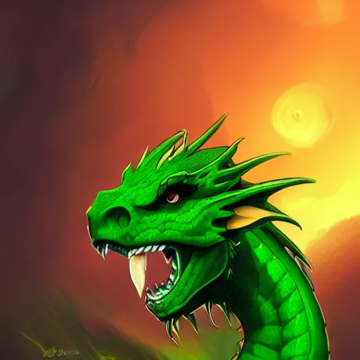 Prompt: green dragon profile picture, commission on furaffinity, high quality illustration