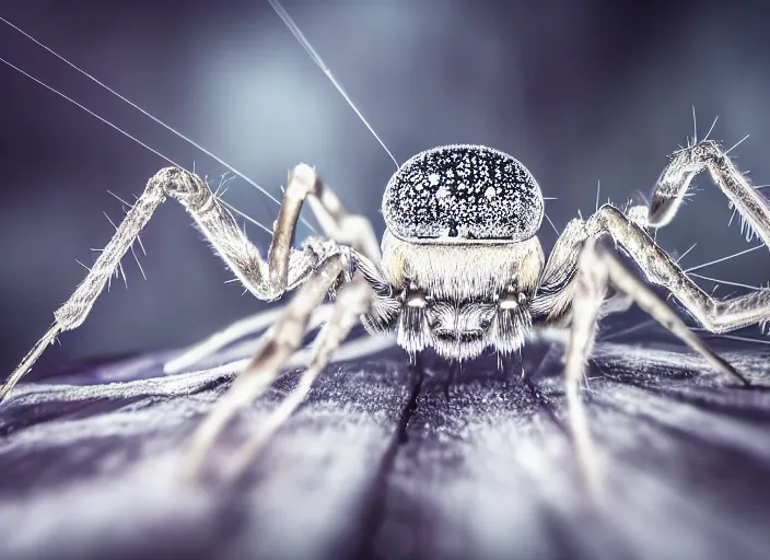 Image similar to macro portrait of a crystal spider in the forest. Fantasy magic style. Highly detailed 8k. Intricate. Nikon d850 300mm. Award winning photography.