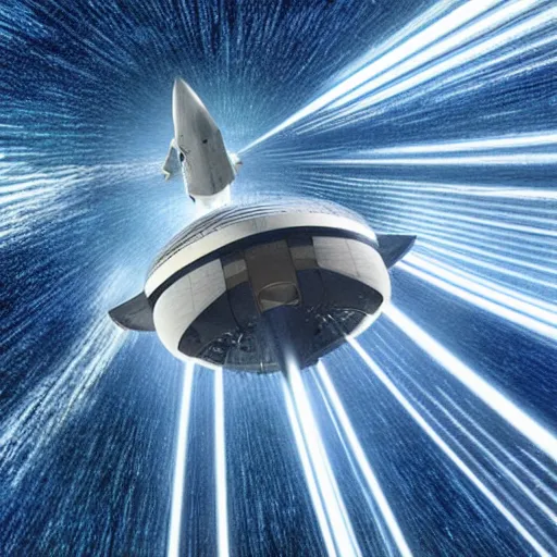 Prompt: spaceship entering hyperspace, photo