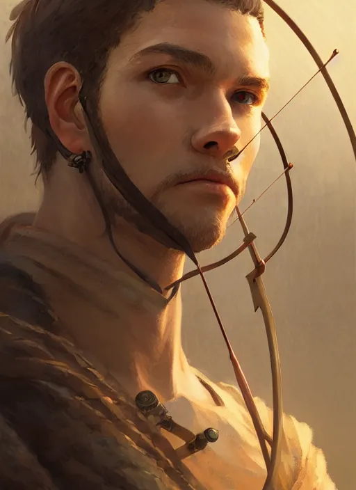 Image similar to a portrait of a male archer, intricate, tone mapped, ambient lighting, medieval, highly detailed, digital painting, artstation, concept art, 4 k, stunning beautiful, sharp focus, by makoto shinkai and akihiko yoshida and hidari and wlop