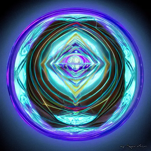 Image similar to psychonautist in a crystal sphere, digital painting, award winning, volumetric lighting