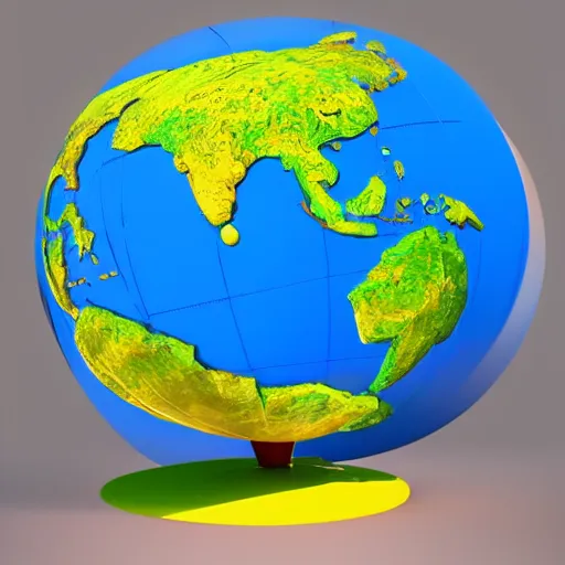 Prompt: a vector globe illustration with famous 3 d touristic landmarks on it, 3 d render, 3 d model, smooth, ray tracing, illustration, in the style of maxim shkret