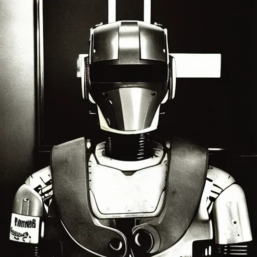 Image similar to An Alec Soth portrait photo of Robocop