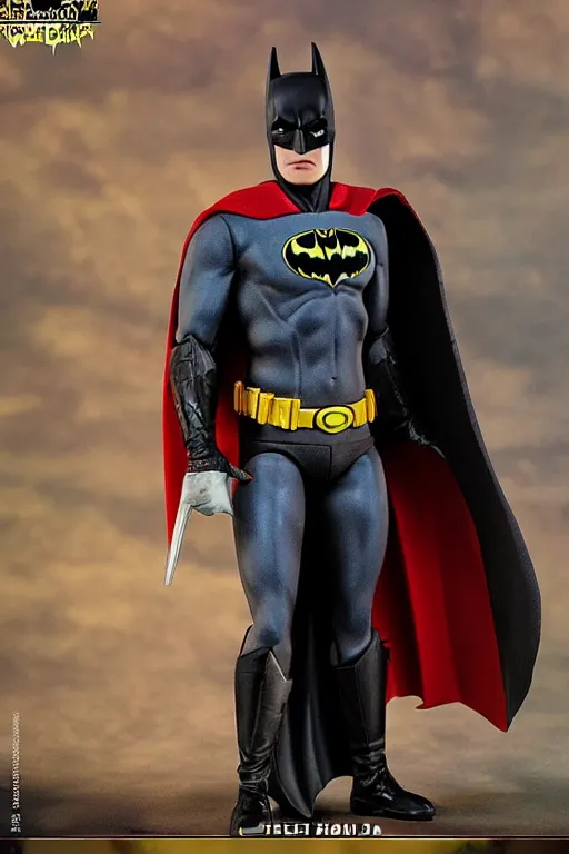 Image similar to painting of batman 1 2 inch action figurine hot toys'sideshow in the style of leonardo da vinci