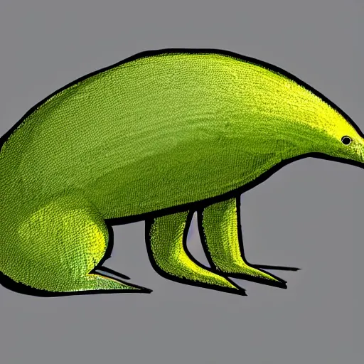 Image similar to cartoonish green echidna