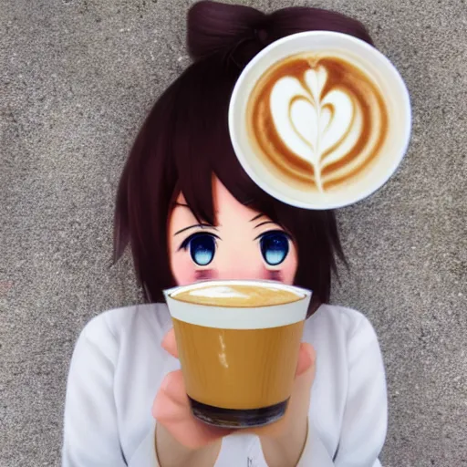 Image similar to anime girl with a latte