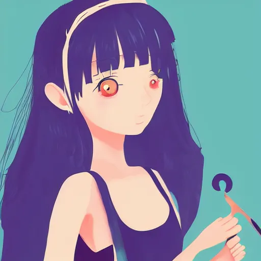 Image similar to portrait of a cute girl holding scissors, anime, digital art,