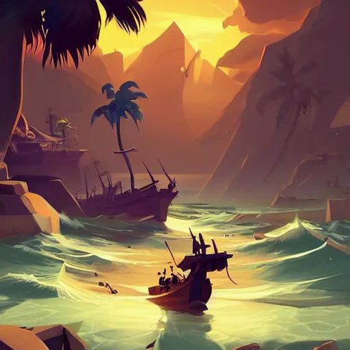 Image similar to painting treasure on sea of thieves game smooth median photoshop filter cutout vector, behance hd by jesper ejsing, by rhads, makoto shinkai and lois van baarle, ilya kuvshinov, rossdraws global illumination