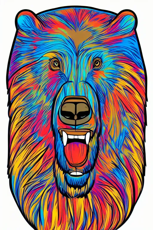 Image similar to portrait of a war bear, art by kiko rodriguez, sticker, colorful, illustration, highly detailed, simple, smooth and clean vector curves, no jagged lines, vector art, smooth