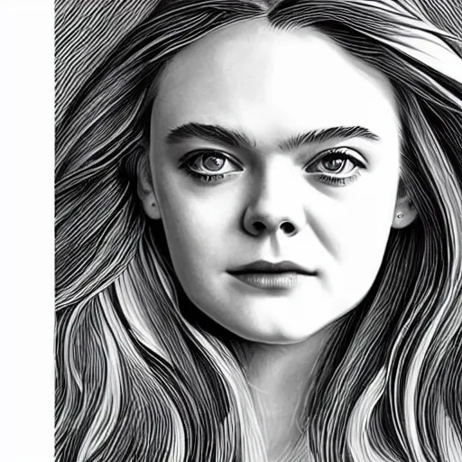 Prompt: professional painting of Elle Fanning in the style of Alan Davis, head and shoulders portrait, symmetrical facial features, smooth, sharp focus, illustration, intricate, stormy weather, extremely detailed masterpiece,