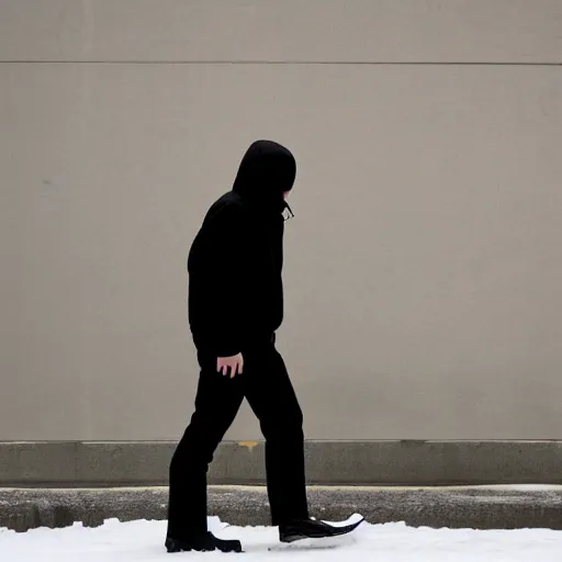 Image similar to a hacker walking into an interview wearing a ski mask.