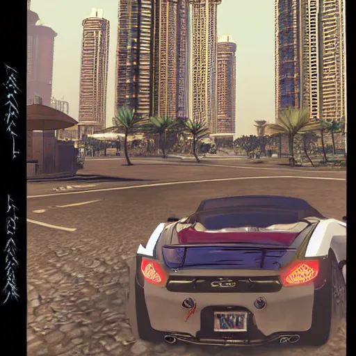 Prompt: gta : dubai, by akihiko yoshida