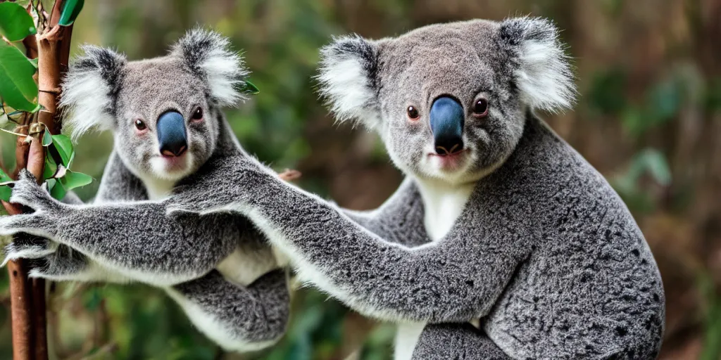 Prompt: official photography of a noble koala in the costume of the French Academy