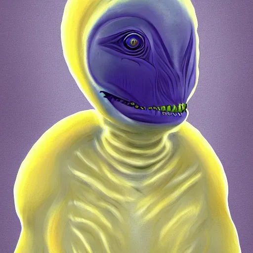 Prompt: a terrifying alien creature, digital painting, portrait