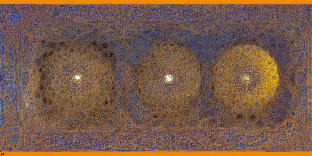 Image similar to equirectangular view of the nasir al - mulk mosque in iran by jonathan solter, 4 k