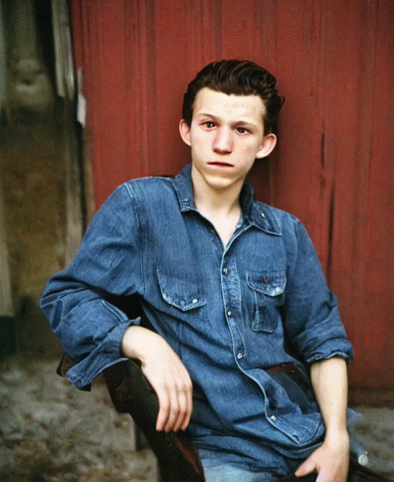 Image similar to portrait of tom holland photographed by nan goldin