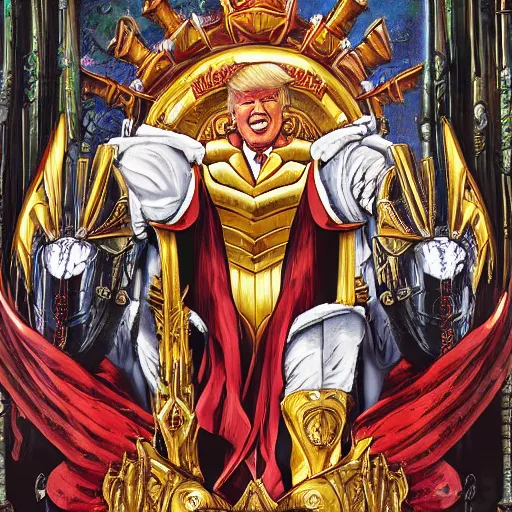 Image similar to photo donald trump as the god emperor of mankind, john blanche