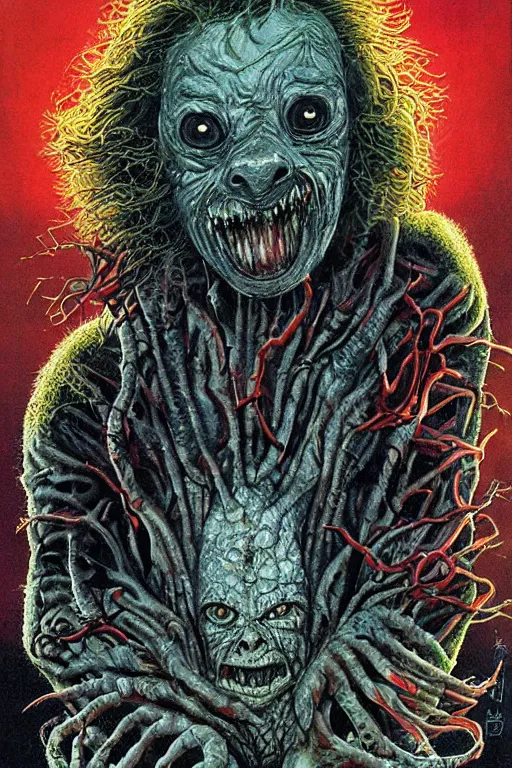 Image similar to a hyper detailed photorealistic painted horror movie poster for the thing 2 1 9 8 2 by john totleben & john carpenter depicting a horroifying abstract shape shifting alien organism made of human and animal tissue