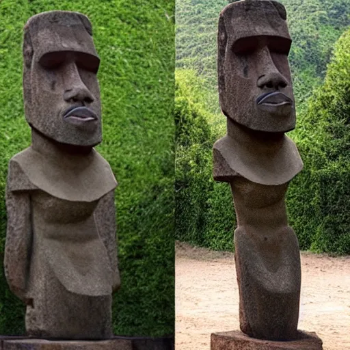 Prompt: Kanye West as a moai head on easter Island