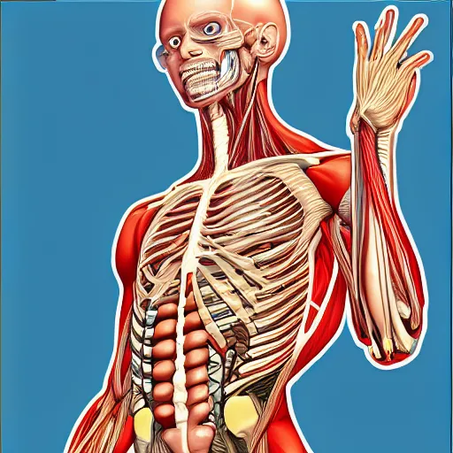 Prompt: an anatomical diagram of saitama, medical illustration