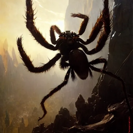 Image similar to a white giant spider crawl out of a wolf mouth by gaston bussiere, bayard wu, greg rutkowski, giger, maxim verehin, greg rutkowski, masterpiece, sharp focus, cinematic lightning - h 7 6 8