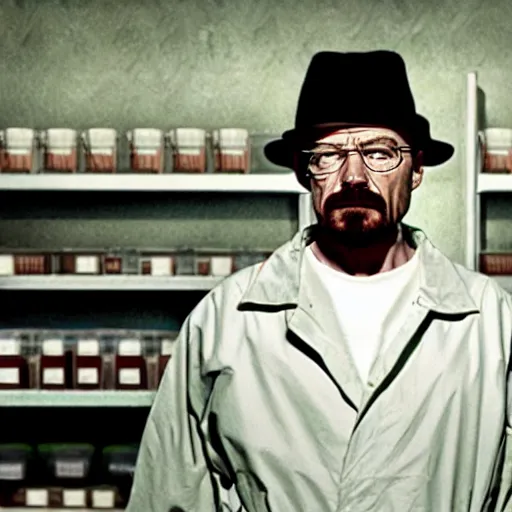 Image similar to walter white in backrooms