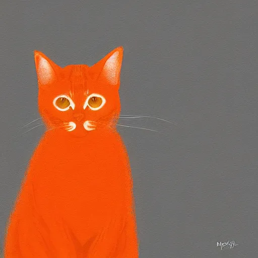 Prompt: An orange cat, happy face, in a room, digital art