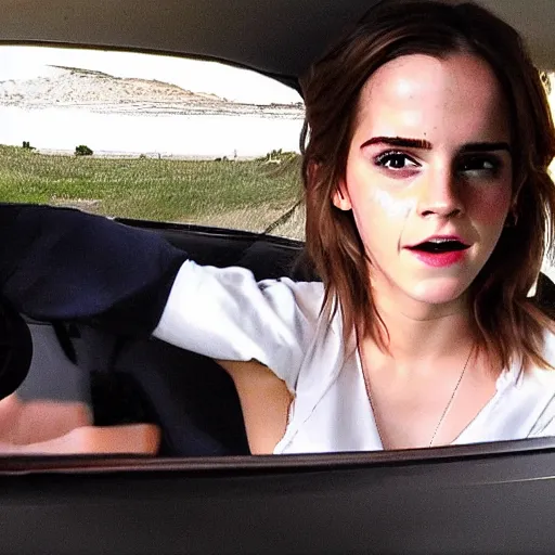 Prompt: emma watson driving a rocket