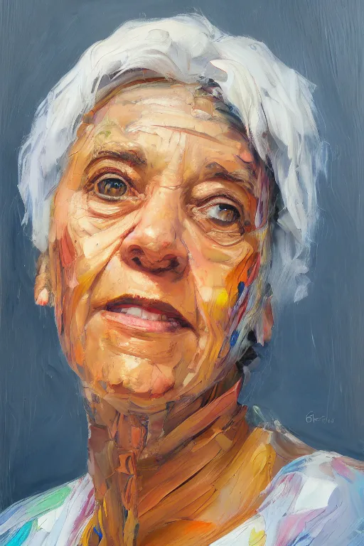 Image similar to palette knife oil painting portrait of geraldine granger, a kind hearted mental health professional who works as a social worker, extreme detail, artstation trending, artgerm, random racial background, deviant art, octane, substance, art history 8 k