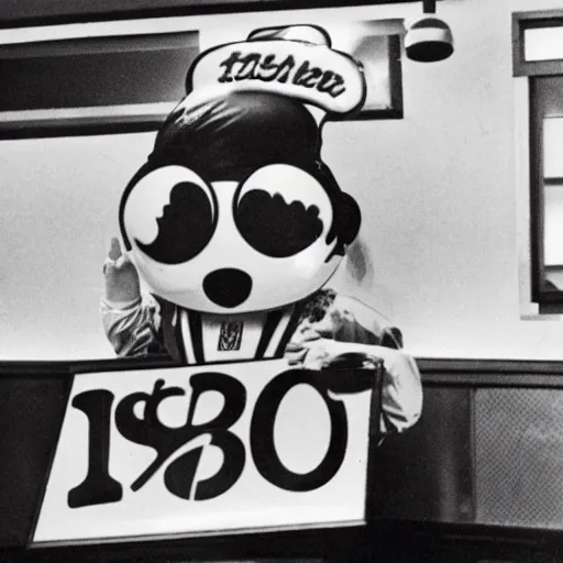 Image similar to The mascot for a once-popular fast food chain, 1980