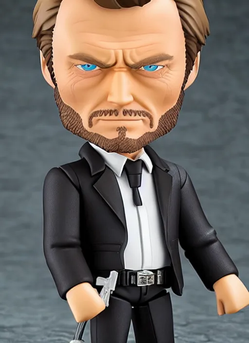 Image similar to clint eastwood, a nendoroid of clint eastwood is dirty harry figurine, realistic face, detailed product photo