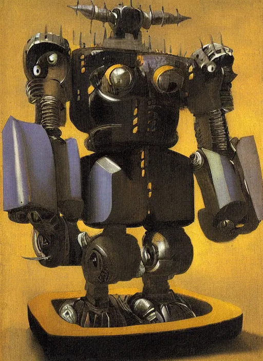 Prompt: mecha robot warrior by Johannes Vermeer