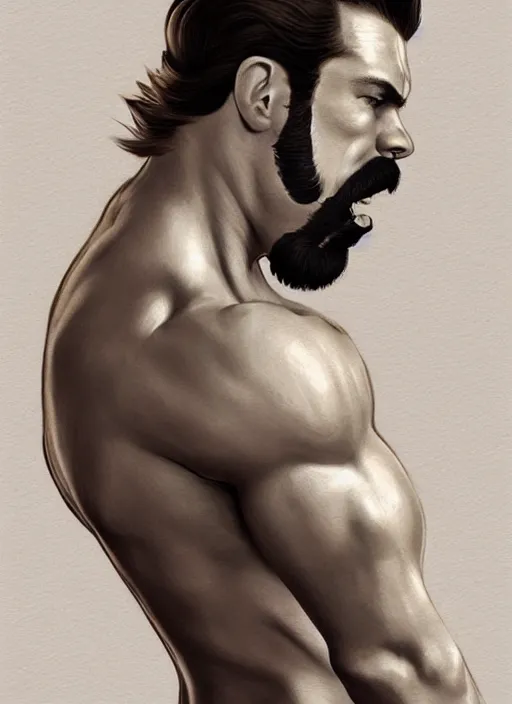 Image similar to gigachad luigi flexing by ilya kuvshinov, super mario bros symmetrical face concept art, hyper realistic, intricate, elegent, highly detailed, digital painting, concept art, smooth, sharp, focus, illustration, art by artgerm and greg rutkowski and alphonse mucha, artstation