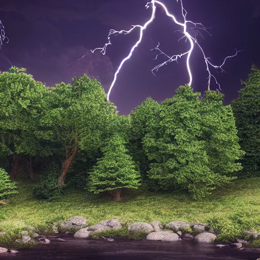 Prompt: very detailed photo of tree near a river, 4k, cinematic, universe, cinematic lightning, render, nature