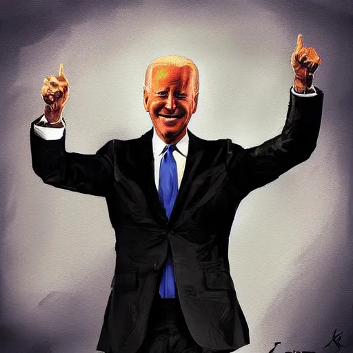 Prompt: joe biden wearing ebony armor gta 5 art style digital painting