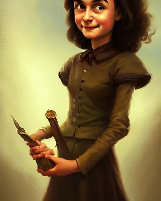 Image similar to cute little anthropomorphic anne frank cute and adorable, pretty, beautiful, dnd character art portrait, matte fantasy painting, deviantart artstation, by jason felix by steve argyle by tyler jacobson by peter mohrbacher, cinema