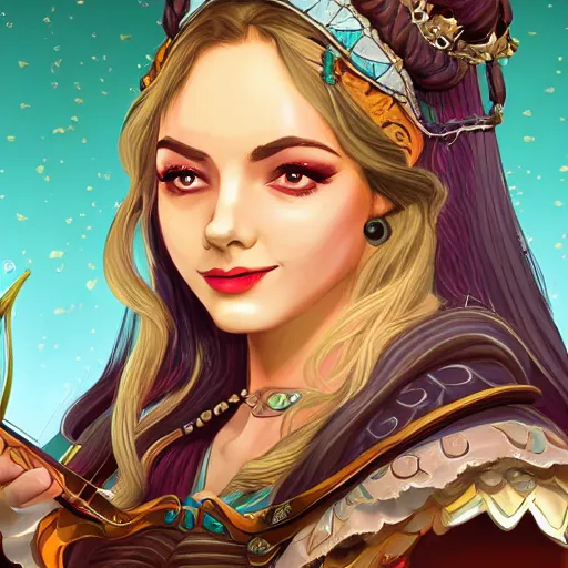 Image similar to detailed ilustration of a beautiful female bard, d & d style