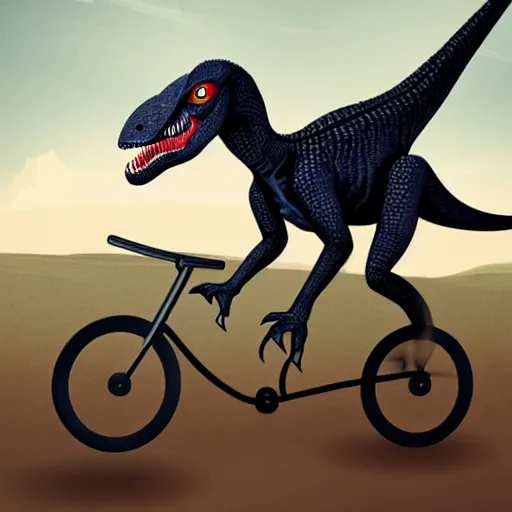 Velociraptor on a discount bike