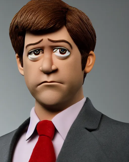 Image similar to jim halpert as a muppet. highly detailed felt. hyper real photo. 4 k.