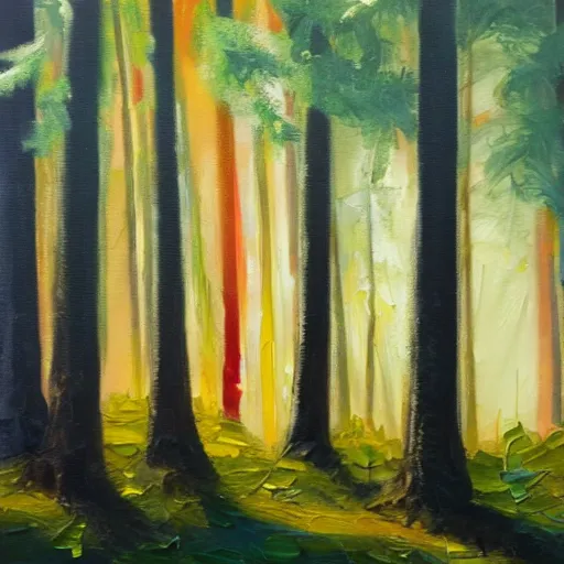 Prompt: forest in the morning light, oil painting