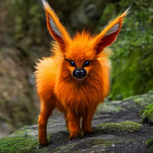 Image similar to national geographic photo of flareon, pokemon in the wild, intricate, portrait, 8 k highly professionally detailed, hdr, award winning