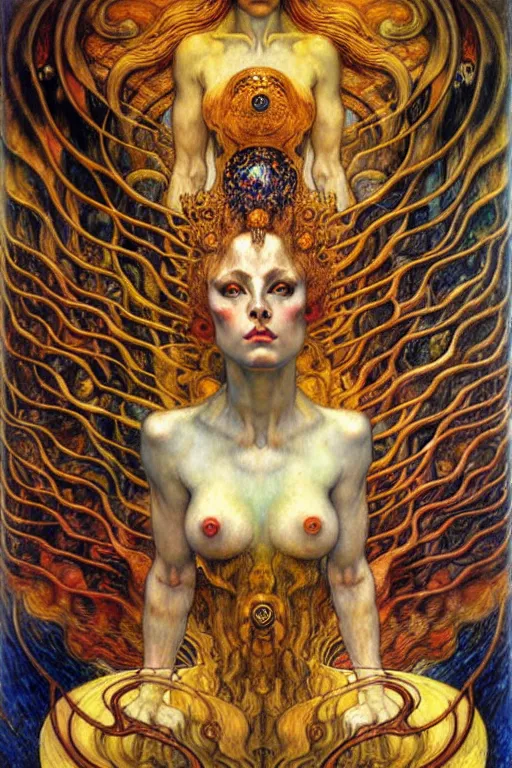 Image similar to Divine Chaos Engine by Karol Bak, Jean Delville, William Blake, Gustav Klimt, and Vincent Van Gogh, symbolist, visionary