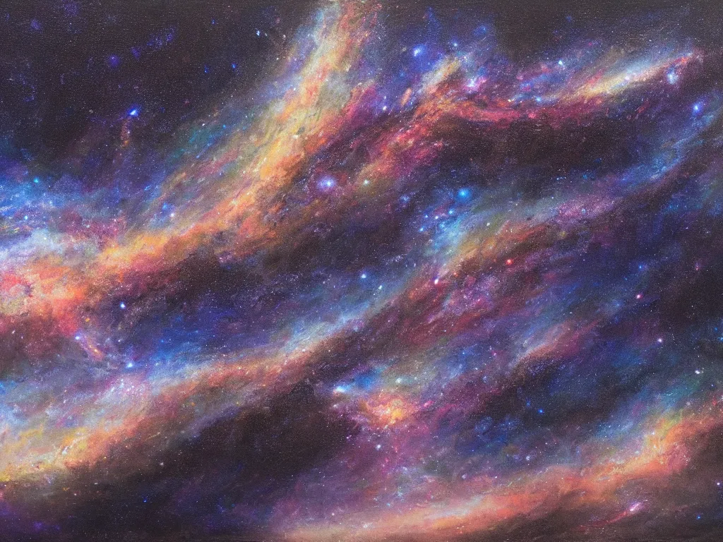 Prompt: trending on artstation, the Milky Way galaxy, oil on canvas, matte painting