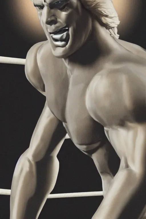 Prompt: detailed illustration, basil zempilas as a 1 9 8 0 s wrestling action figure, ultra realistic, dramatic lighting