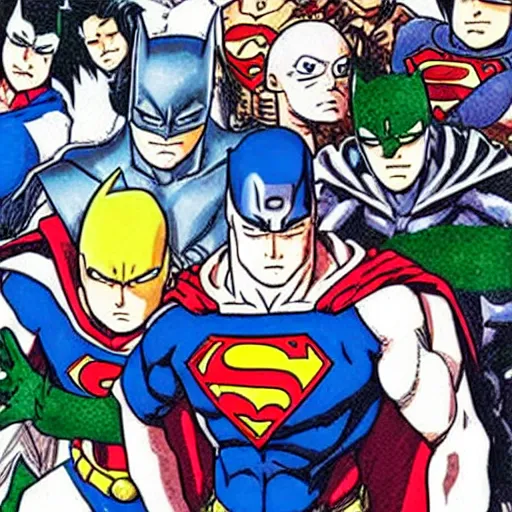 Prompt: justice league in anime style by akira toriyama