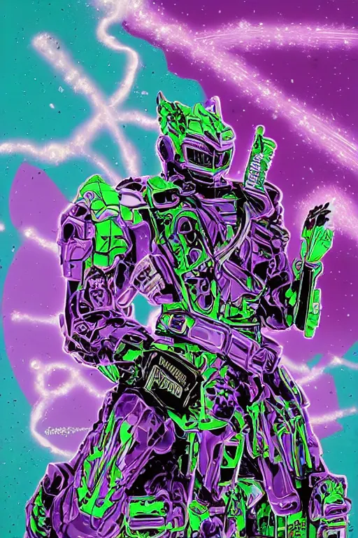 Image similar to portrait of cowboy johnny cash as purple green optimus prime power ranger from transformers masters of the universe surfing tonic stimulant fluids on air guitar zord UFO hoverboard, intricate, highly detailed, smooth, artstation, digital illustration by Lisa Frank and Ruan Jia and Mandy Jurgens and Artgerm and Wayne Barlowe and Greg Rutkowski and Zdislav Beksinski